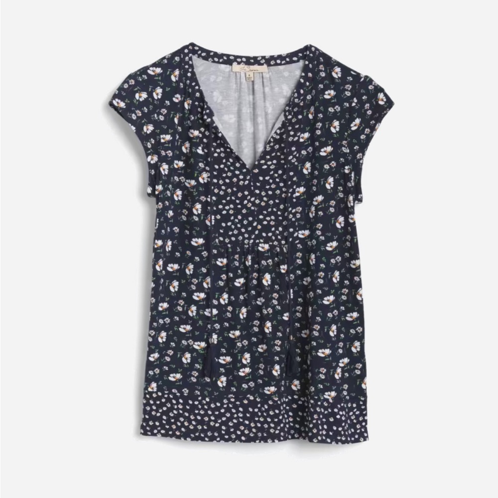 Les Serein Jasmine Split Neck Top S NWT